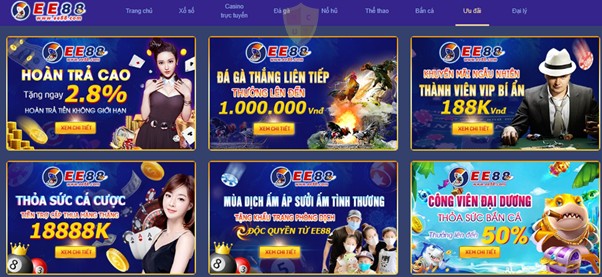 Ưu đãi hậu hĩnh cho người chơi tại EE88