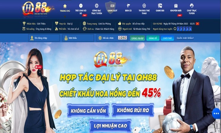 Giao diện web của QH88 rõ ràng