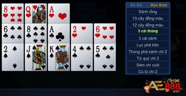 Các quân bài trong game bài Mậu Binh sẽ được liên kết theo độ mạnh tăng dần từ trên xuống dưới